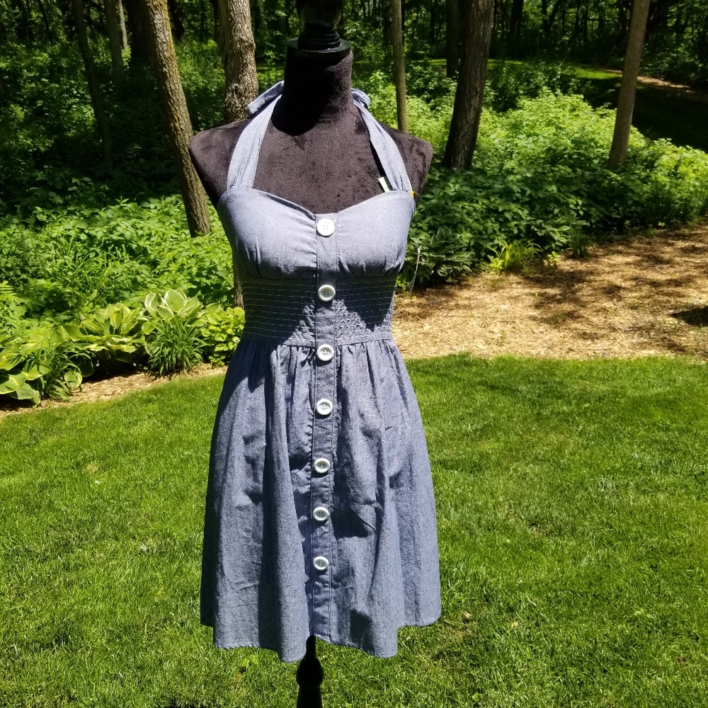 Lightweight Denim Halter Dress